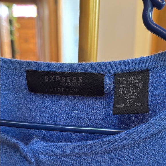 Express Vibrant Blue Knit Cardigan - Picture 3 of 5